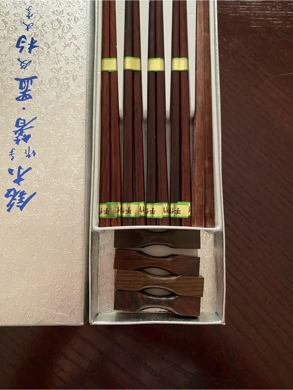 Boxed set of traditional Japanese Wooden  Chopsticks complete with matching rest